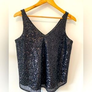 Loft sleeveless black sequin blouse - XS